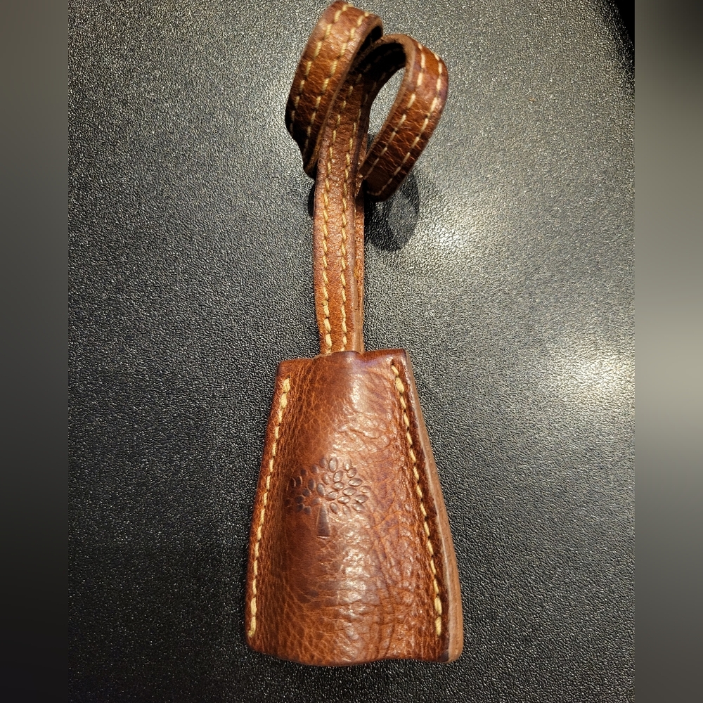 Mulberry Brown Leather Lock With Keys with Embossed Logo